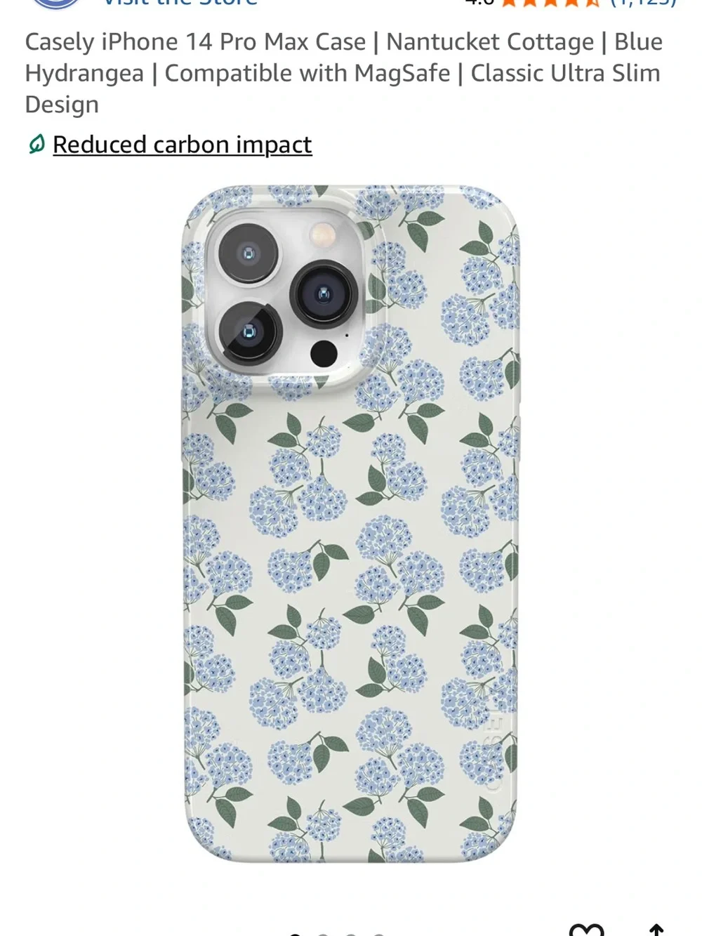 Floral Blue Hydrangea Phone Case - White Background